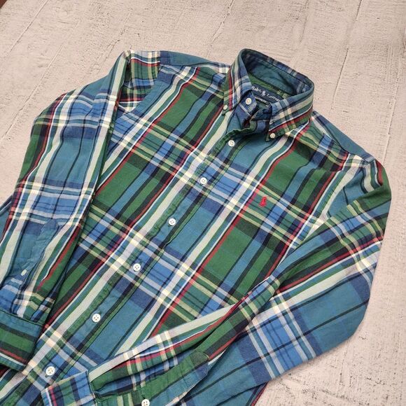 Ralph Lauren Plaid Shirt Mens Small Button Down Long Sleeve Multicolor Polo Logo - Picture 1 of 11